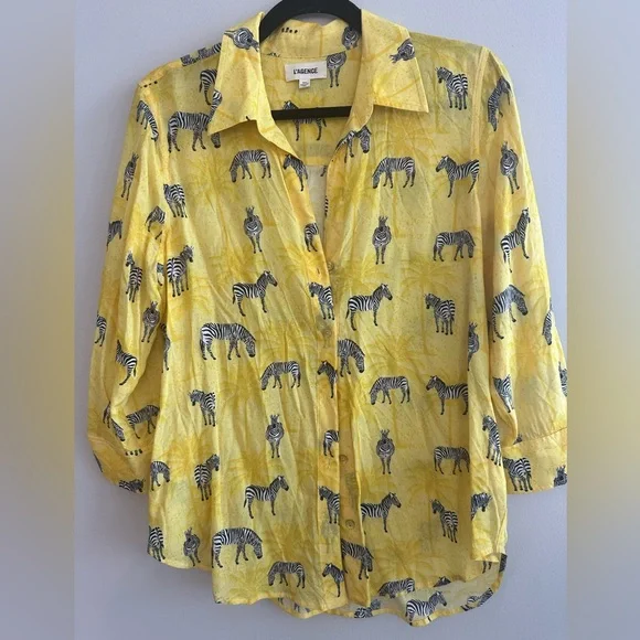 L'Agence Camille Zebra Blouse in Yellow NWOT - Picture 3 of 5